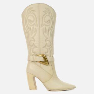 Vince Camuto Biancaa2 Western Cowboy Leather Tall Boots True Rich Cream SZ 9 NEW
